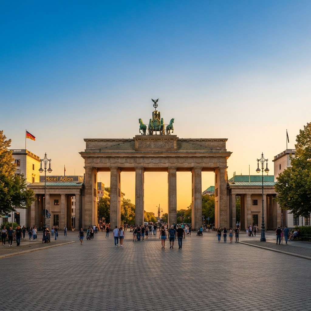The Brandenburg Gate in Berlin at golden hour
