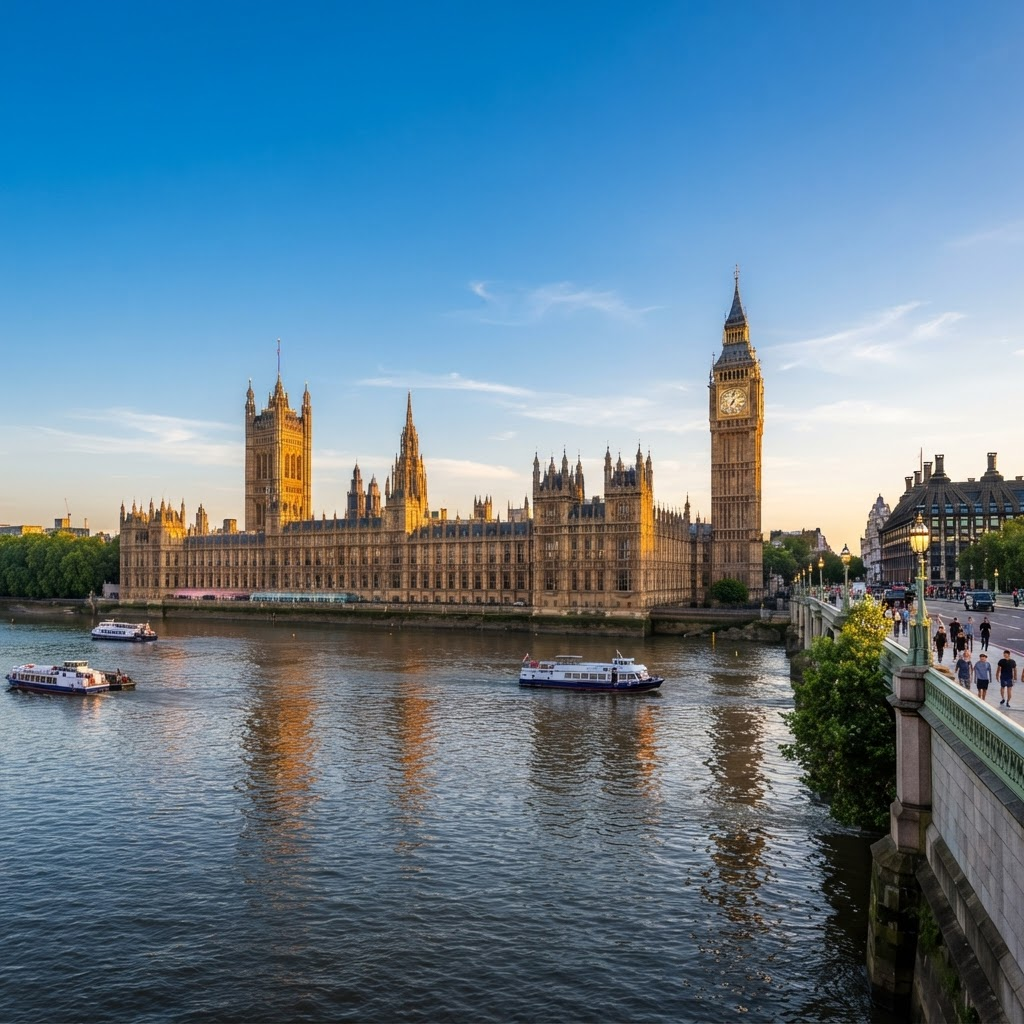 Big Ben and the Houses of Parliament beside the River Thames in London